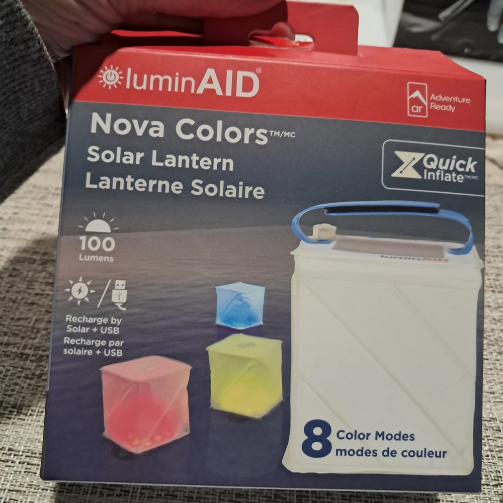luminAID Nova Colors Solar. NEW  Lantern - White with Blue Handle